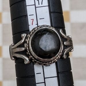 Indian Black Star Diopside Ring "Black Astra". 7-7.5